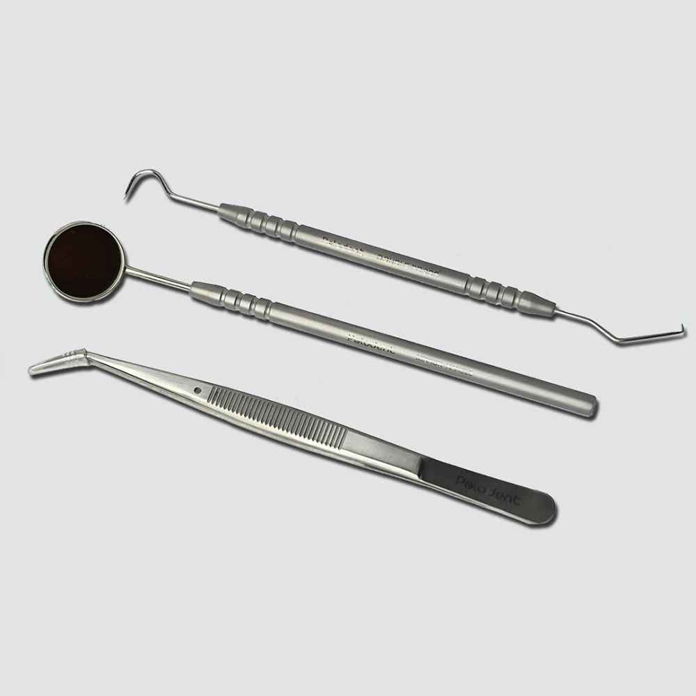 PYRAX® Polodent Diagnostic Instrument Kit (EMT- Explorer, Mirror, Twizzer), Set of 3 pcs Double Ended (Stainless Steel) PMT Set