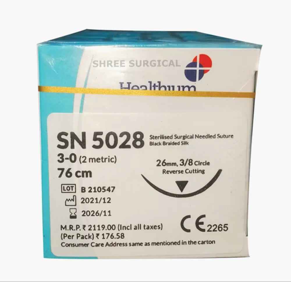 Healthium Trusilk USP 3-0 Suture - SN5028 Pack of 12