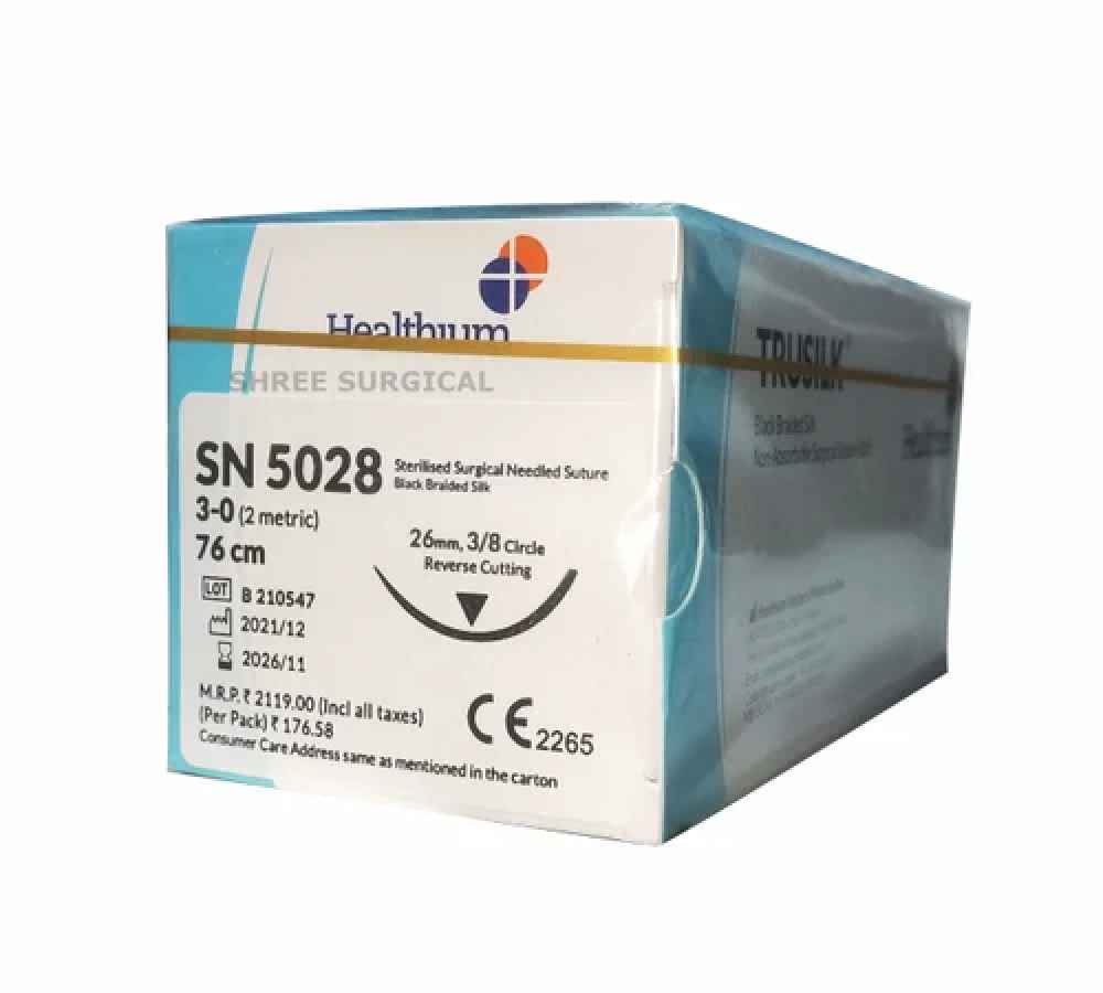 Healthium Trusilk USP 3-0 Suture - SN5028 Pack of 12