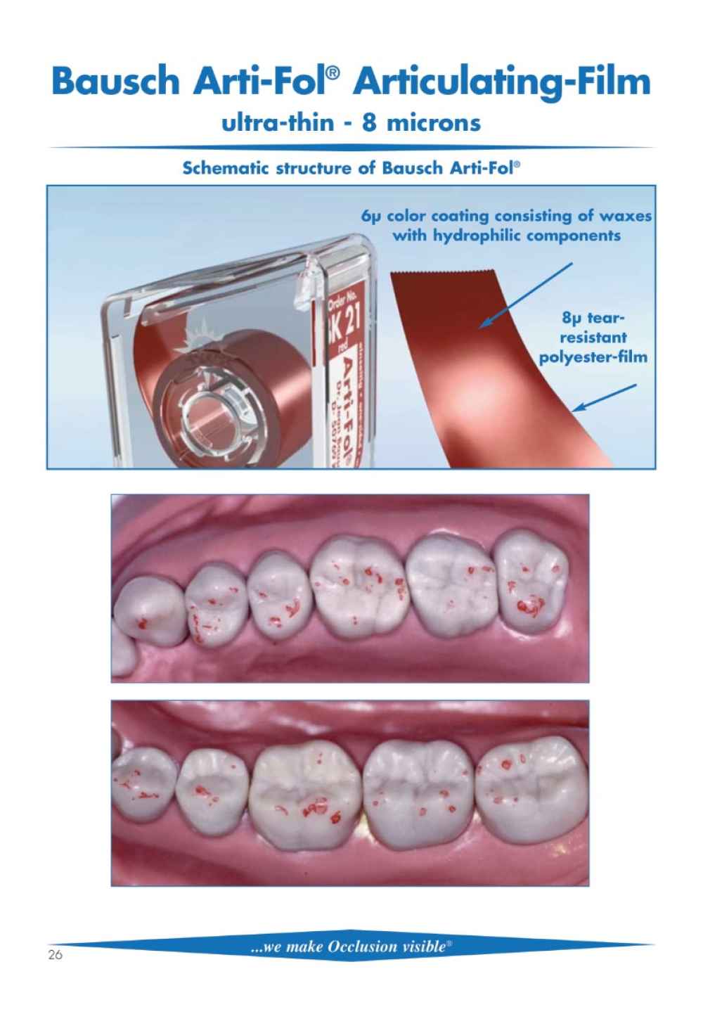 Bausch Arti-Fol Dental Articulating Flim Ultra Thin - 8µ Microns Width 22 mm - 20 Mts.