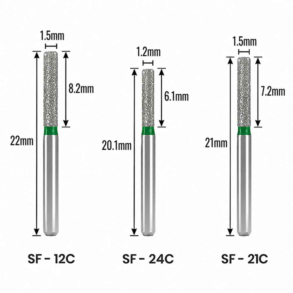 Mani Diamond Airotor Burs - Straight Flat End / Sf Series