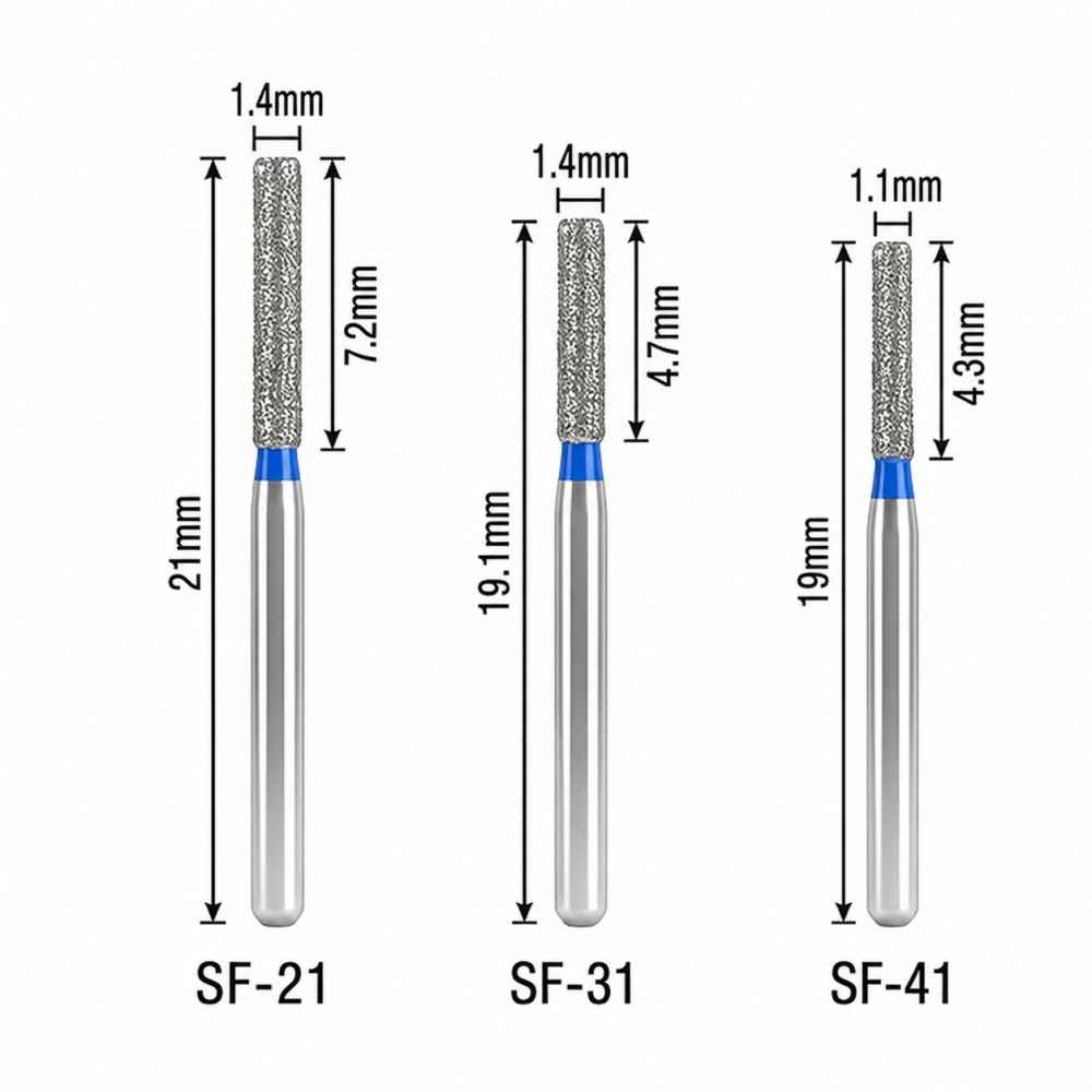 Mani Diamond Airotor Burs - Straight Flat End / Sf Series
