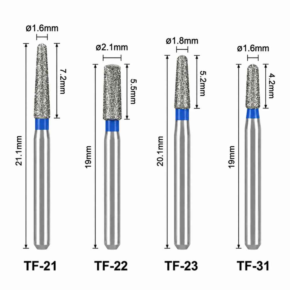 Mani Diamond Airotor Burs - Taper Flat End / Tf Series (Pack of 5)