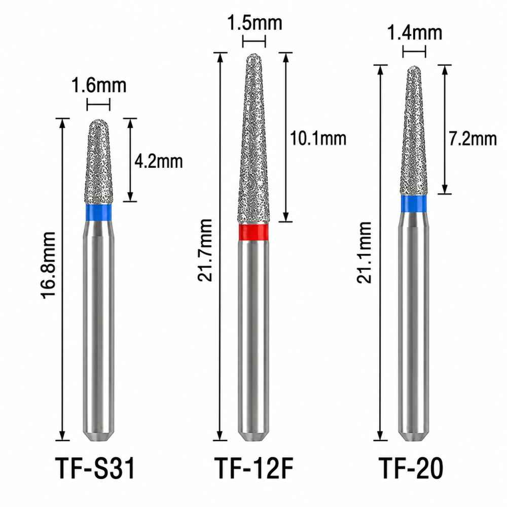 Mani Diamond Airotor Burs - Taper Flat End / Tf Series (Pack of 5)