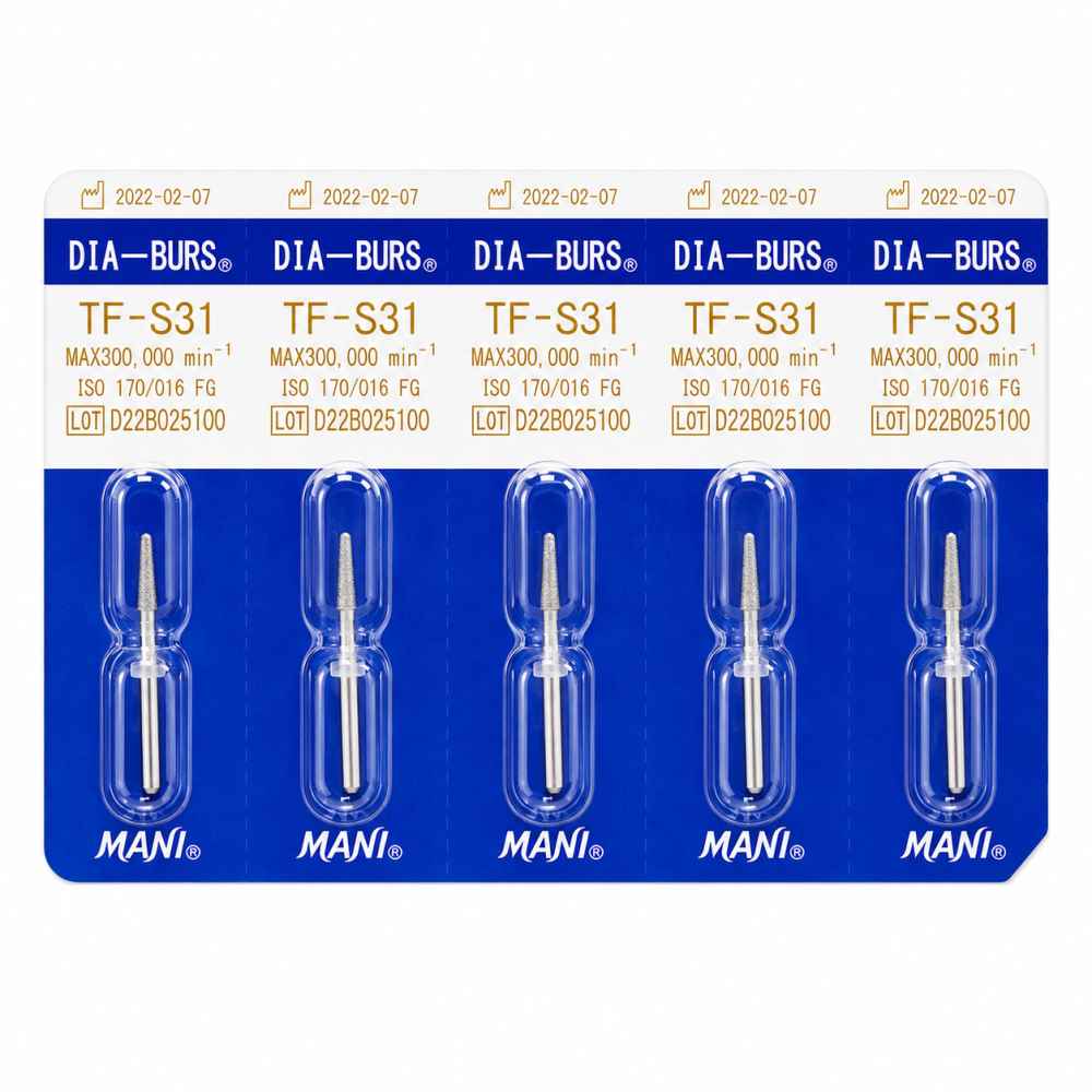 Mani Diamond Airotor Burs - Taper Flat End / Tf Series (Pack of 5)
