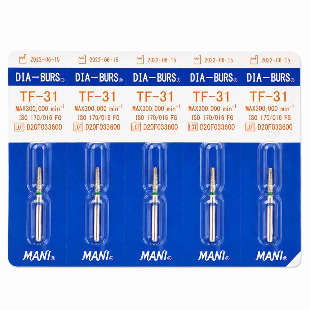 Mani Diamond Airotor Burs - Taper Flat End / Tf Series (Pack of 5)
