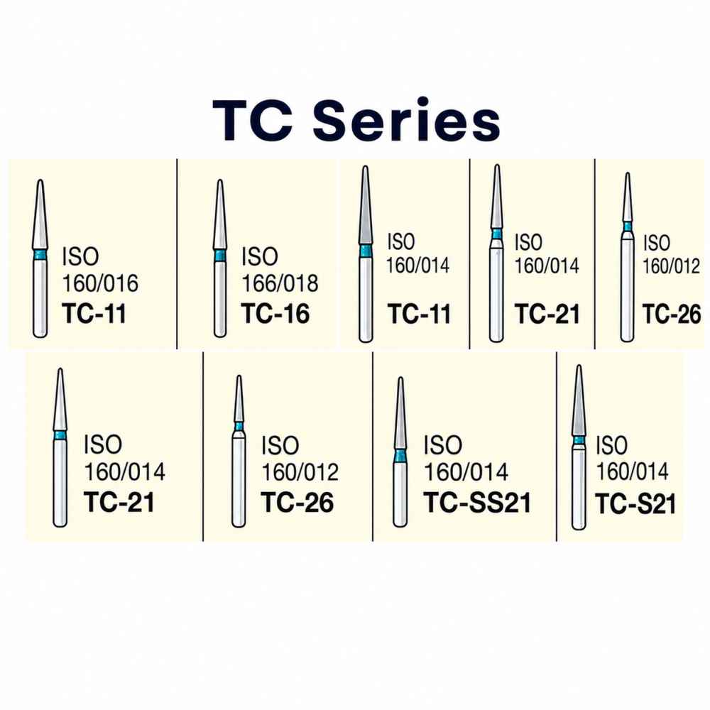 Mani Diamond Airotor and Contra Angle Burs - Taper Conical End / Tc Series