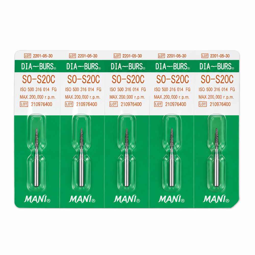 Mani Diamond Airotor Burs - Straight Ogival End / So Series