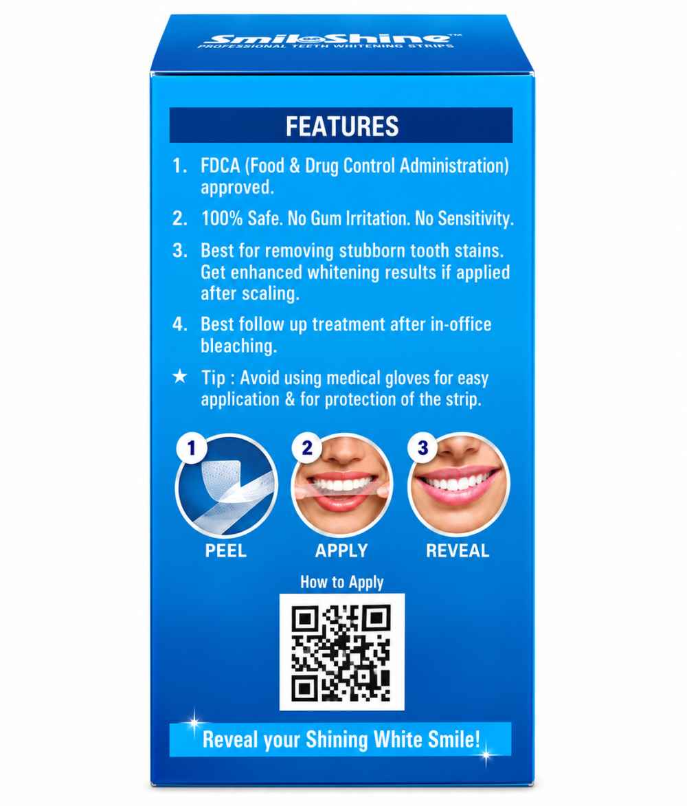SmiloShine Professional Teeth Whitening Strips - Box of 14 Sets