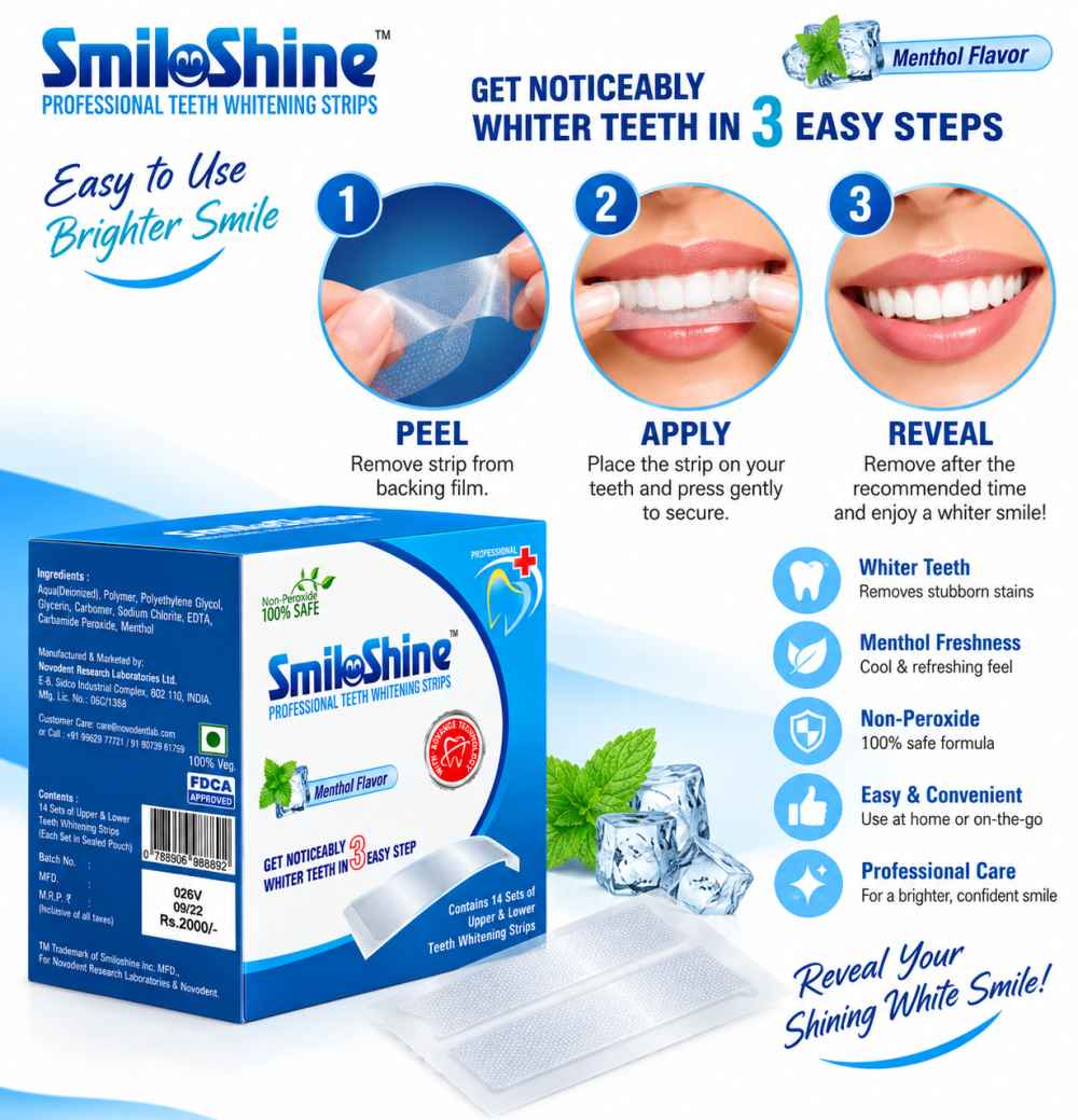 SmiloShine Professional Teeth Whitening Strips - Box of 14 Sets