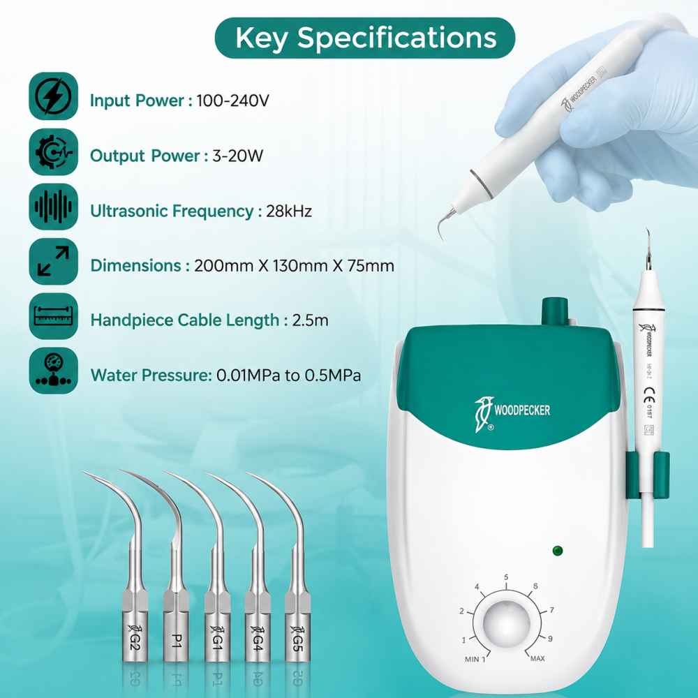 Woodpecker UDS-J Ultrasonic Scaler (5 scaler tips FREE)