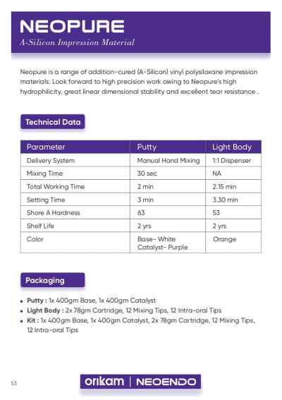 Orikam Healthcare Neopure A-silicone Putty