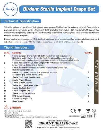 Birdent Sterile Disposable Surgical Implant Drape Kits