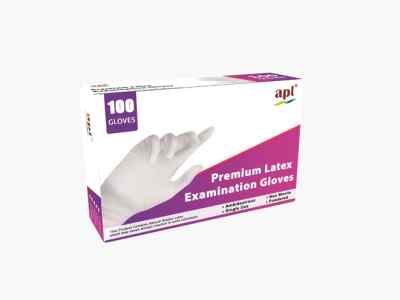 APL Premium Quality Latex Examination Gloves (Pack of 100 Gloves)