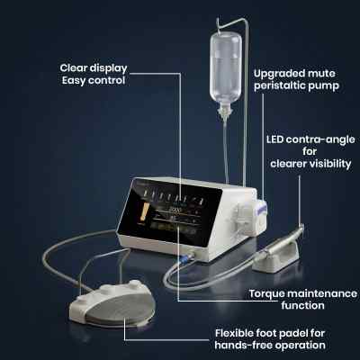 Woodpecker Drive-X implant motor with LED contra angle for precise implantology Woodpecker Drive-X implant motor with LED contra angle for precise implantology