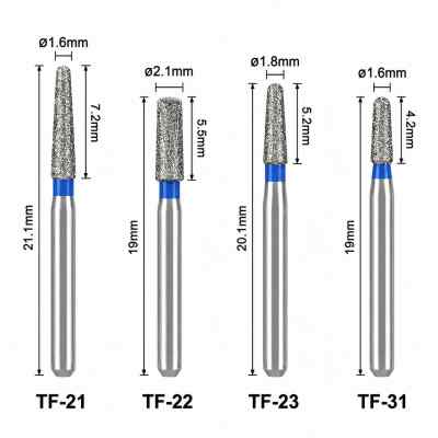 Mani Diamond Airotor Burs - Taper Flat End / Tf Series (Pack of 5) Mani Diamond Airotor Burs - Taper Flat End / Tf Series (Pack of 5)