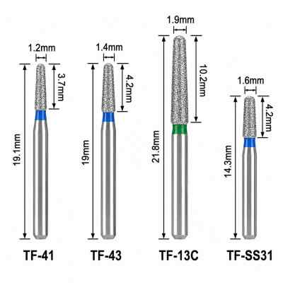 Mani Diamond Airotor Burs - Taper Flat End / Tf Series (Pack of 5) Mani Diamond Airotor Burs - Taper Flat End / Tf Series (Pack of 5)