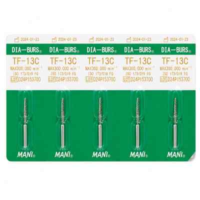 Mani Diamond Airotor Burs - Taper Flat End / Tf Series (Pack of 5) Mani Diamond Airotor Burs - Taper Flat End / Tf Series (Pack of 5)