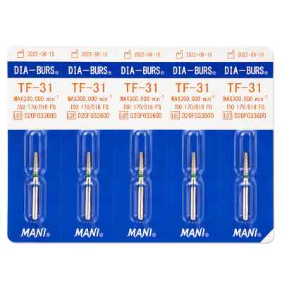 Mani Diamond Airotor Burs - Taper Flat End / Tf Series (Pack of 5) Mani Diamond Airotor Burs - Taper Flat End / Tf Series (Pack of 5)