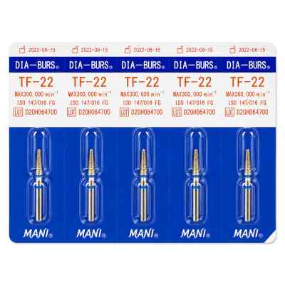 Mani Diamond Airotor Burs - Taper Flat End / Tf Series (Pack of 5) Mani Diamond Airotor Burs - Taper Flat End / Tf Series (Pack of 5)