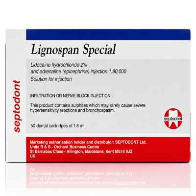 Septodont Lignospan Special (50 cartridges) Local Anaesthesia Septodont Lignospan Special (50 cartridges) Local Anaesthesia